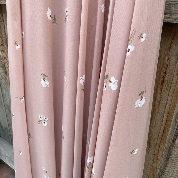 Jenny Yoo Floor-Length Wrap Dress in Dusty Pink with Dainty Floral Print - Picture 5 of 6